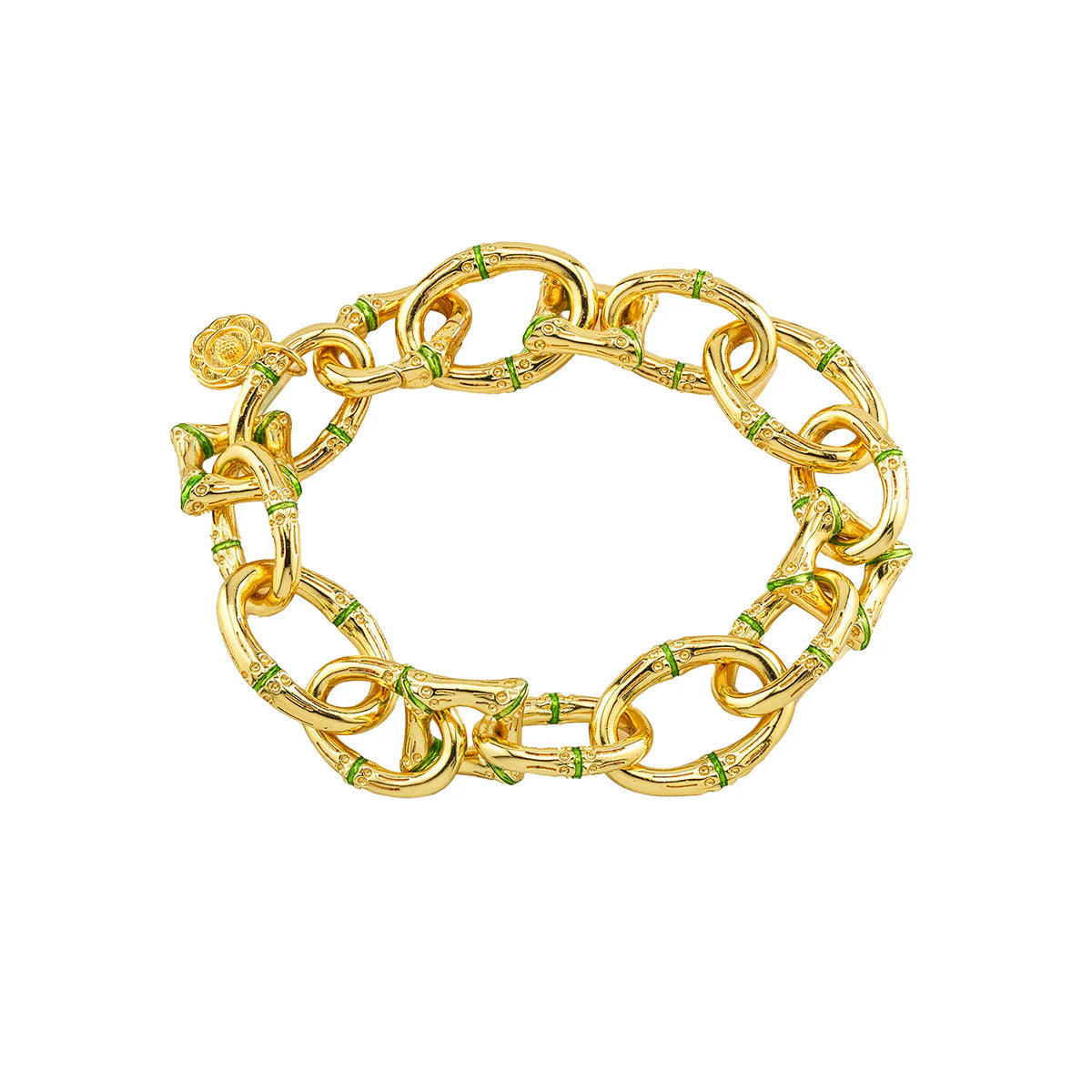 Bangkok Green Bamboo Link Bracelet, 7.25in
