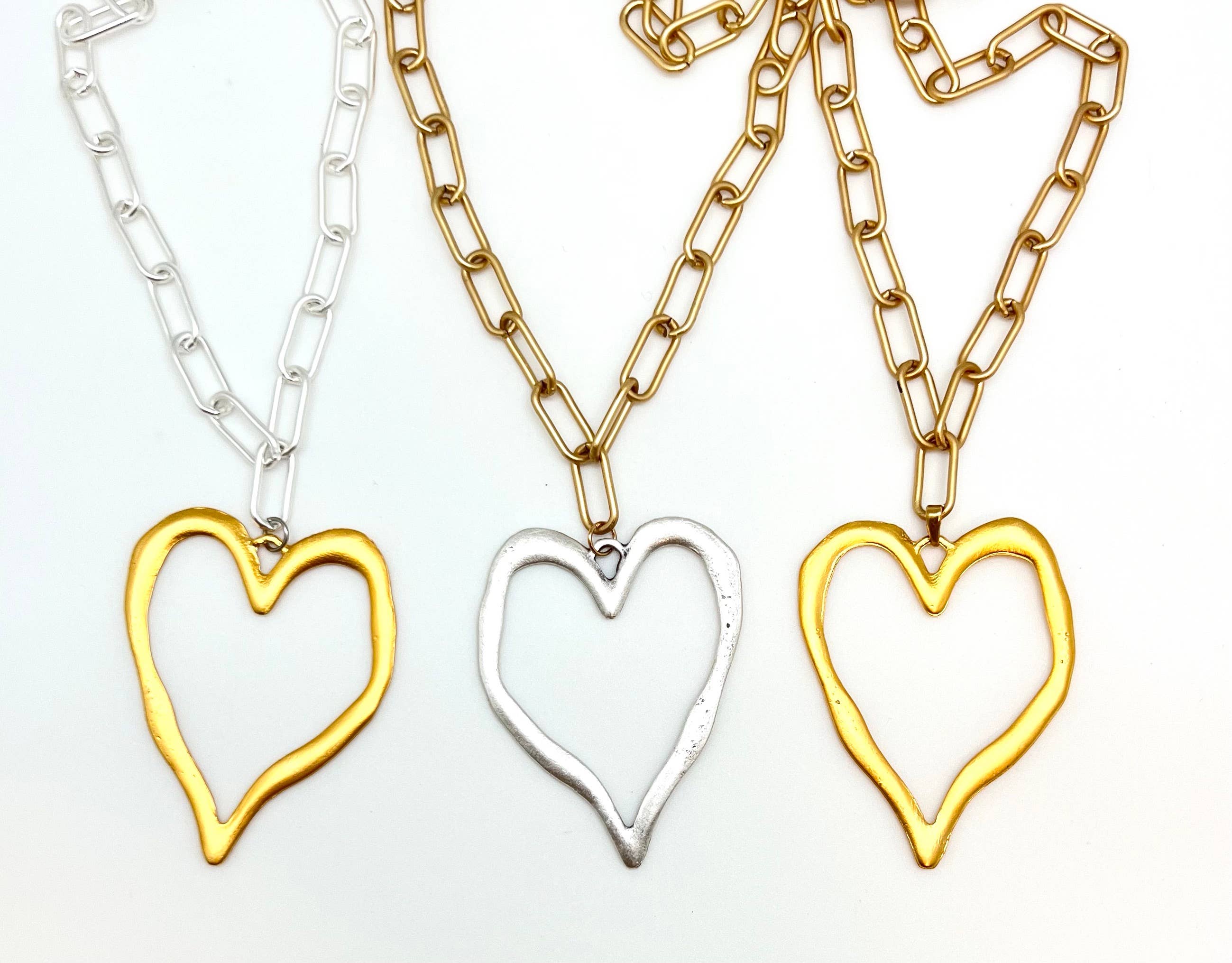 22K Gold Plated Open Heart Pendant/Charm Necklace