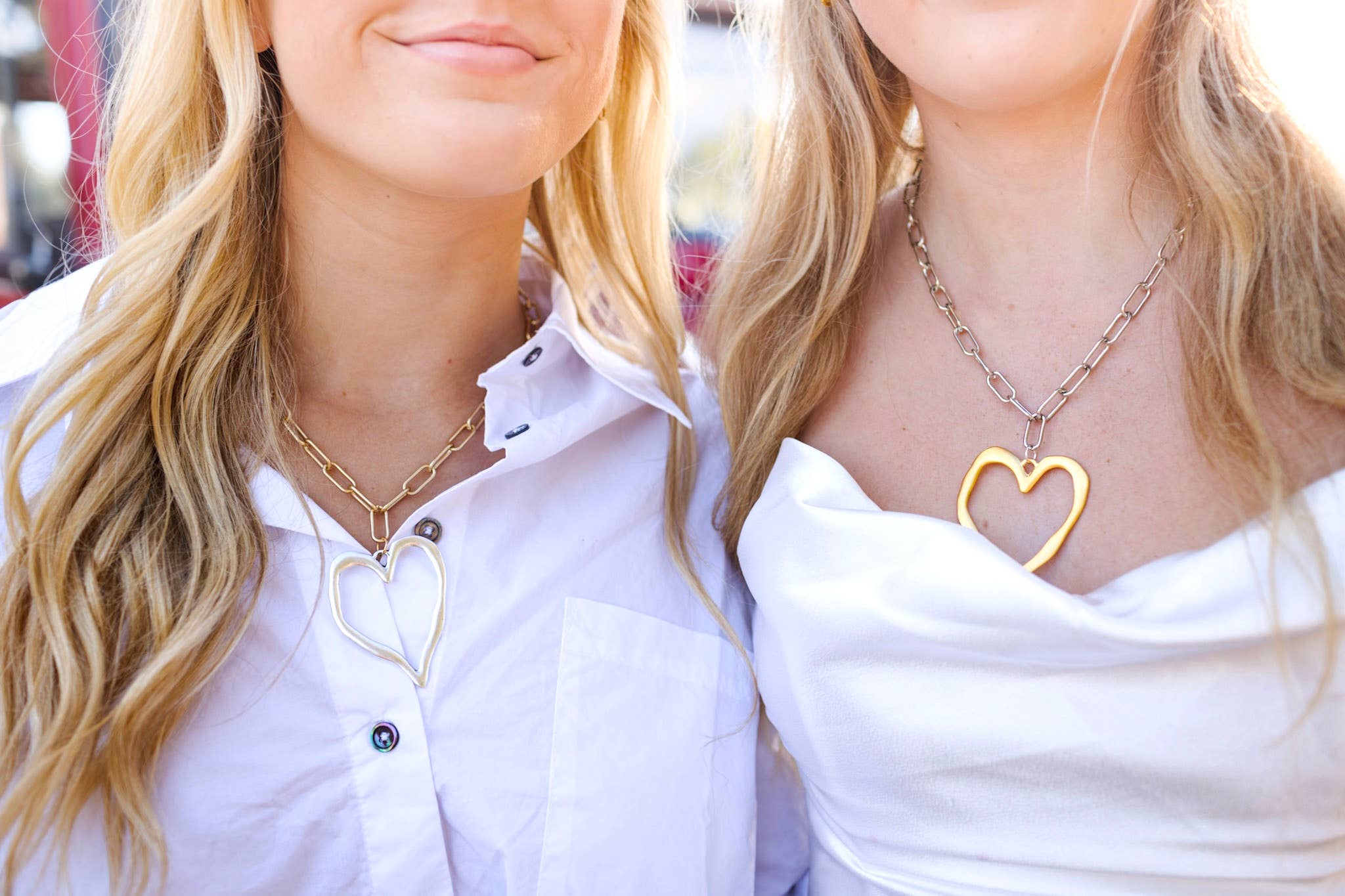 22K Gold Plated Open Heart Pendant/Charm Necklace