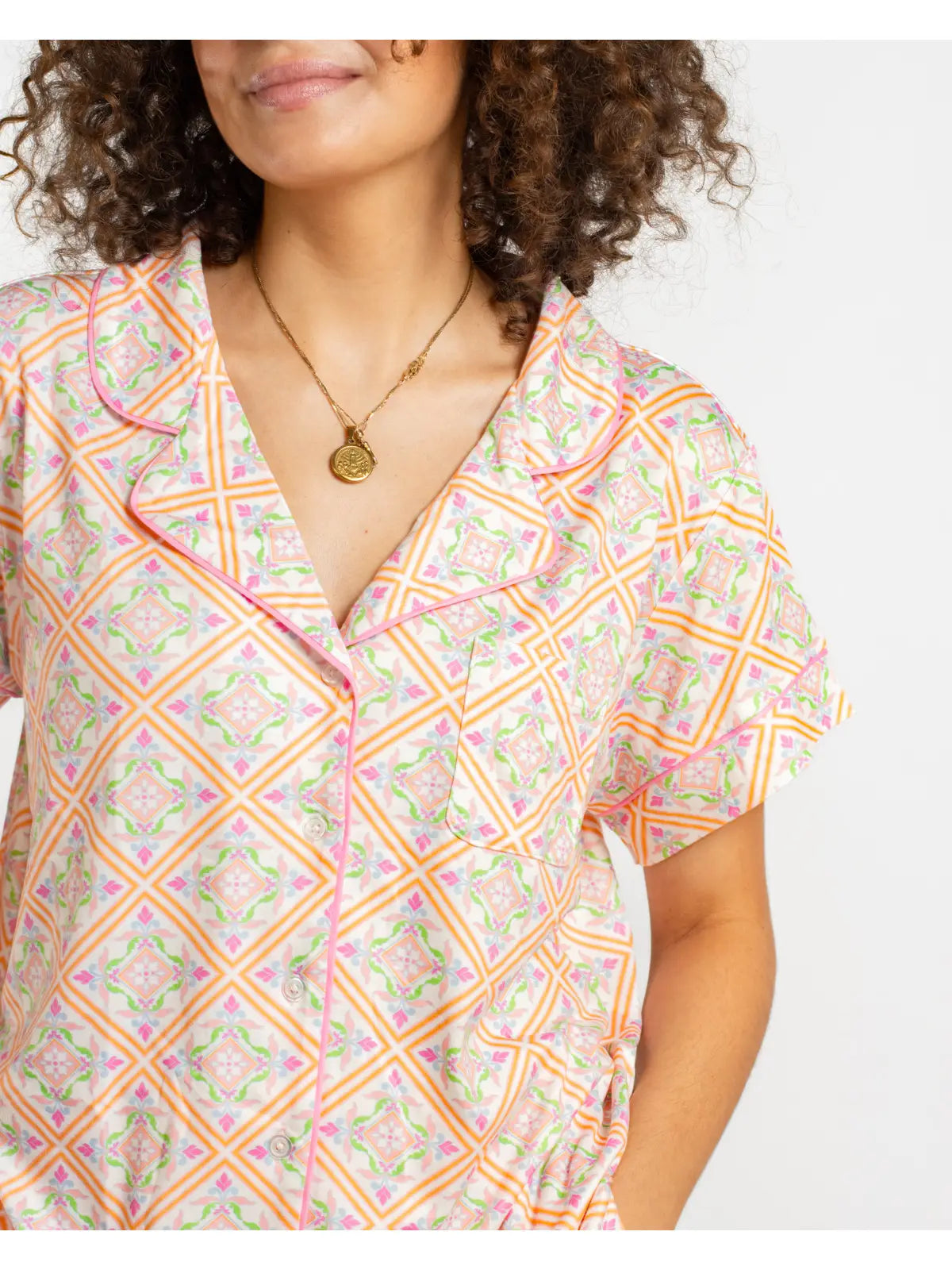 Verona Short Sleeve Button Up Sleep Shirt