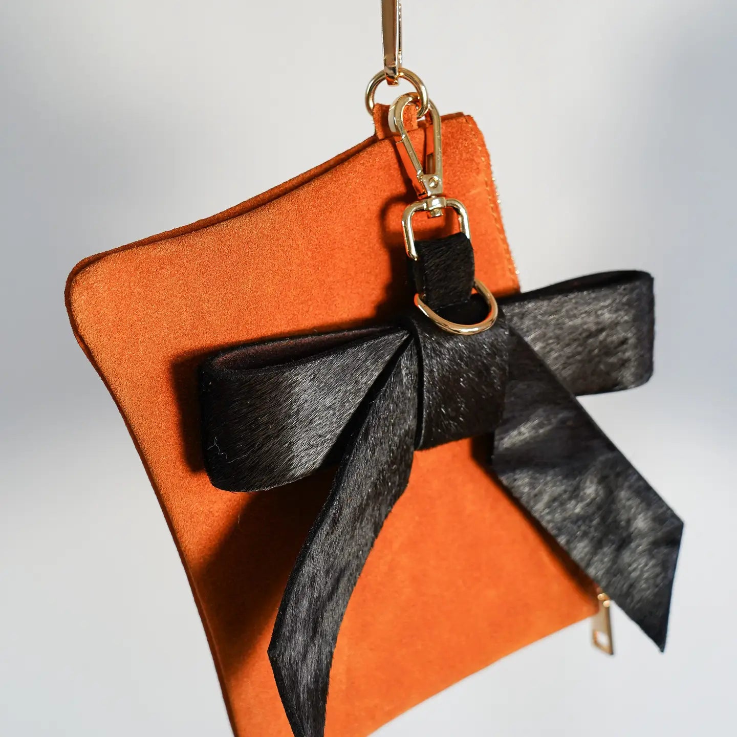 Leather & Calf Hair Bow Bag Charm