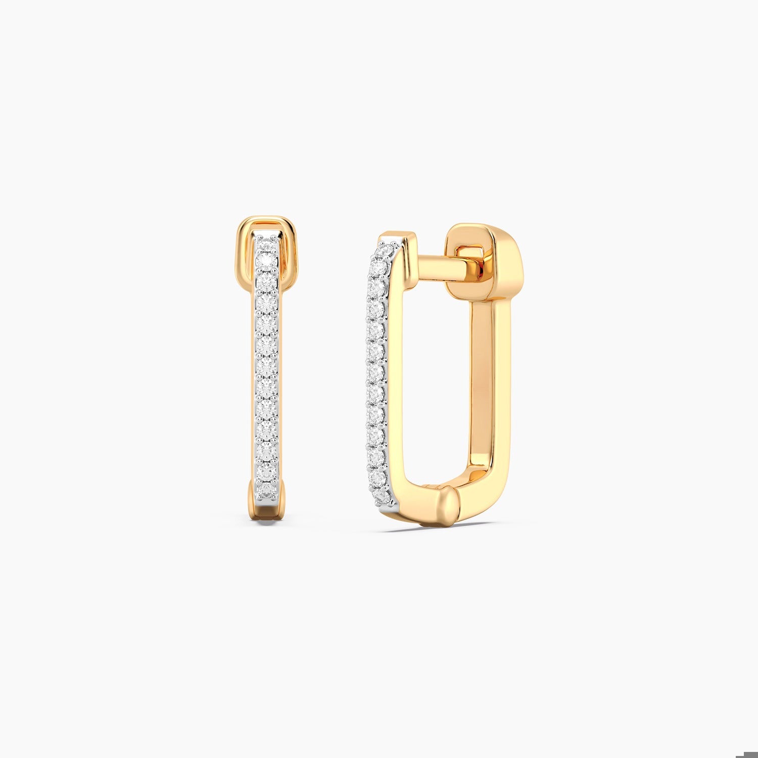 Gold & Diamond Square Classic Huggie Earrings