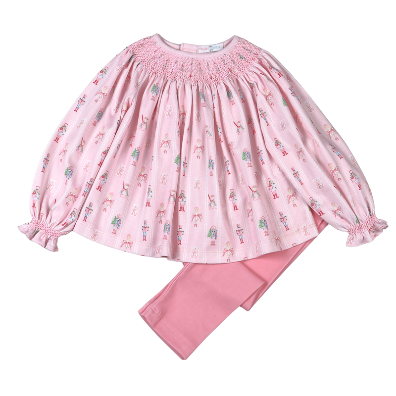 Pink Nutcracker Pima Scallop Collar Top Set