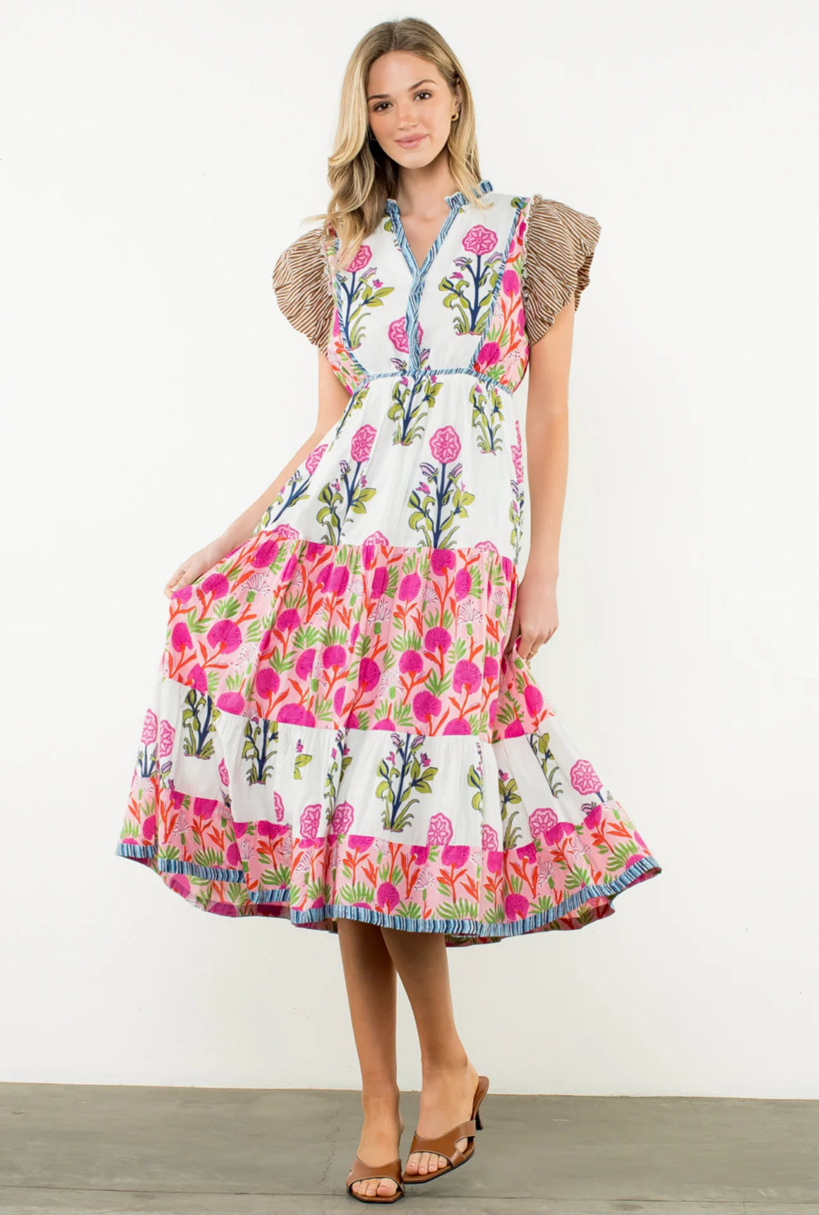 Flutter Sleeve Floral Maxi Dress