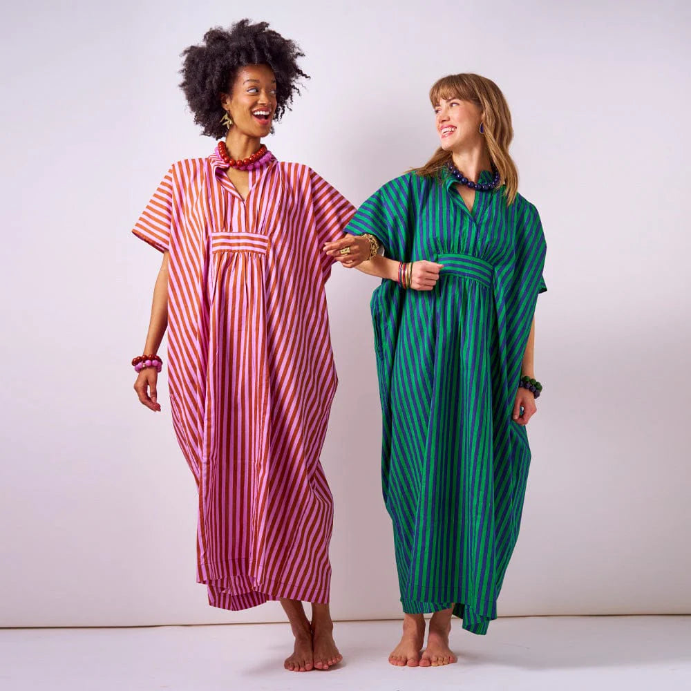 Margot Striped Kaftan with Internal Drawstring