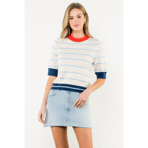 Sherry Short Sleeve Striped Sweater
