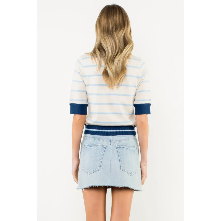 Sherry Short Sleeve Striped Sweater