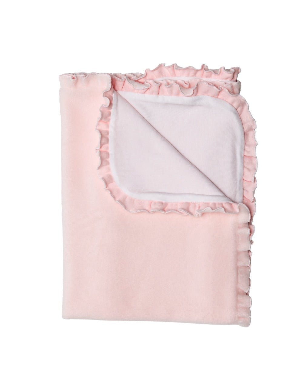 Pink Fleece with Ruffled Trim Baby Blanket