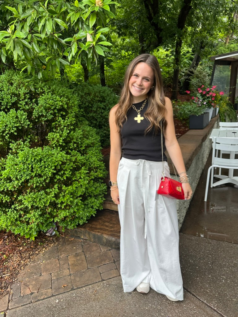 Clemence Pleated White Pants