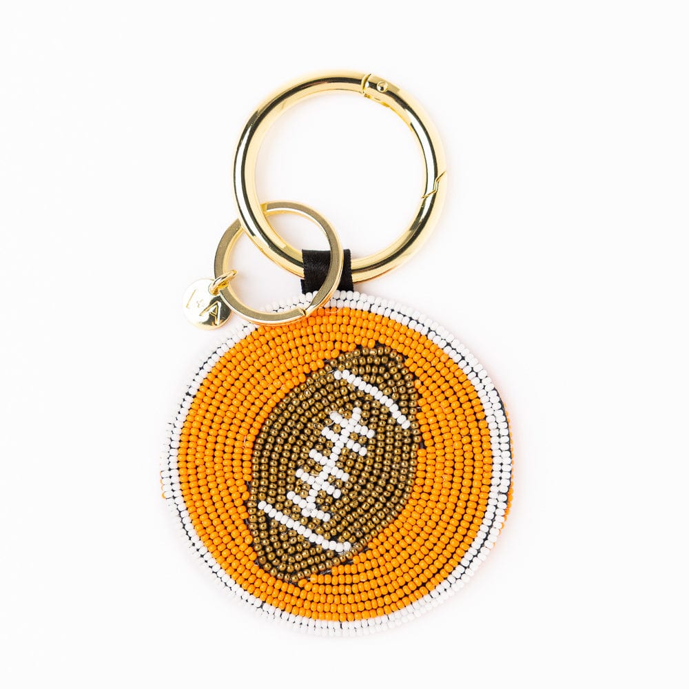 INK + ALLOY | Game Day Football Beaded Bag Charm Orange + White
