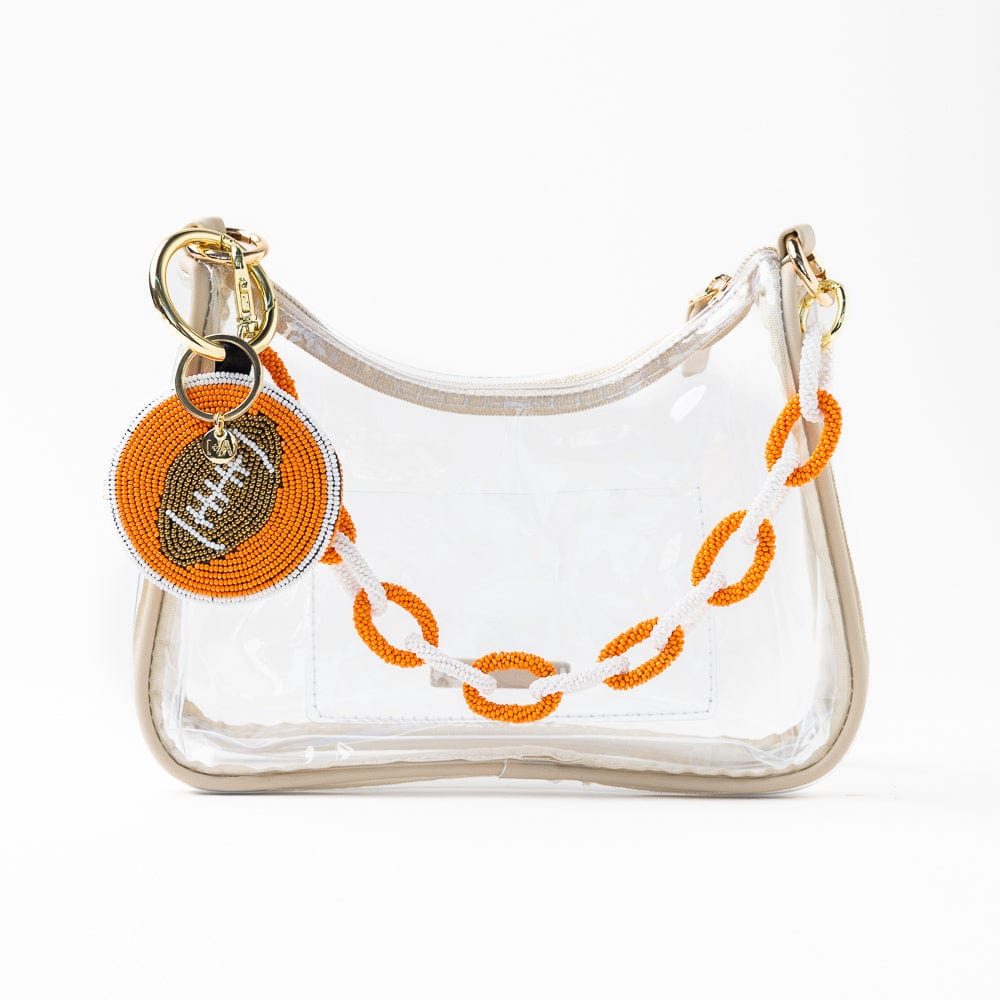 INK + ALLOY | Game Day Beaded Bag Chain Orange + White