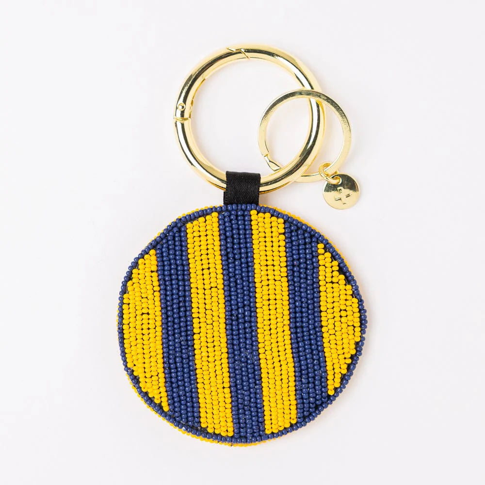 INK + ALLOY | Game Day Football Beaded Bag Charm Yellow + Blue