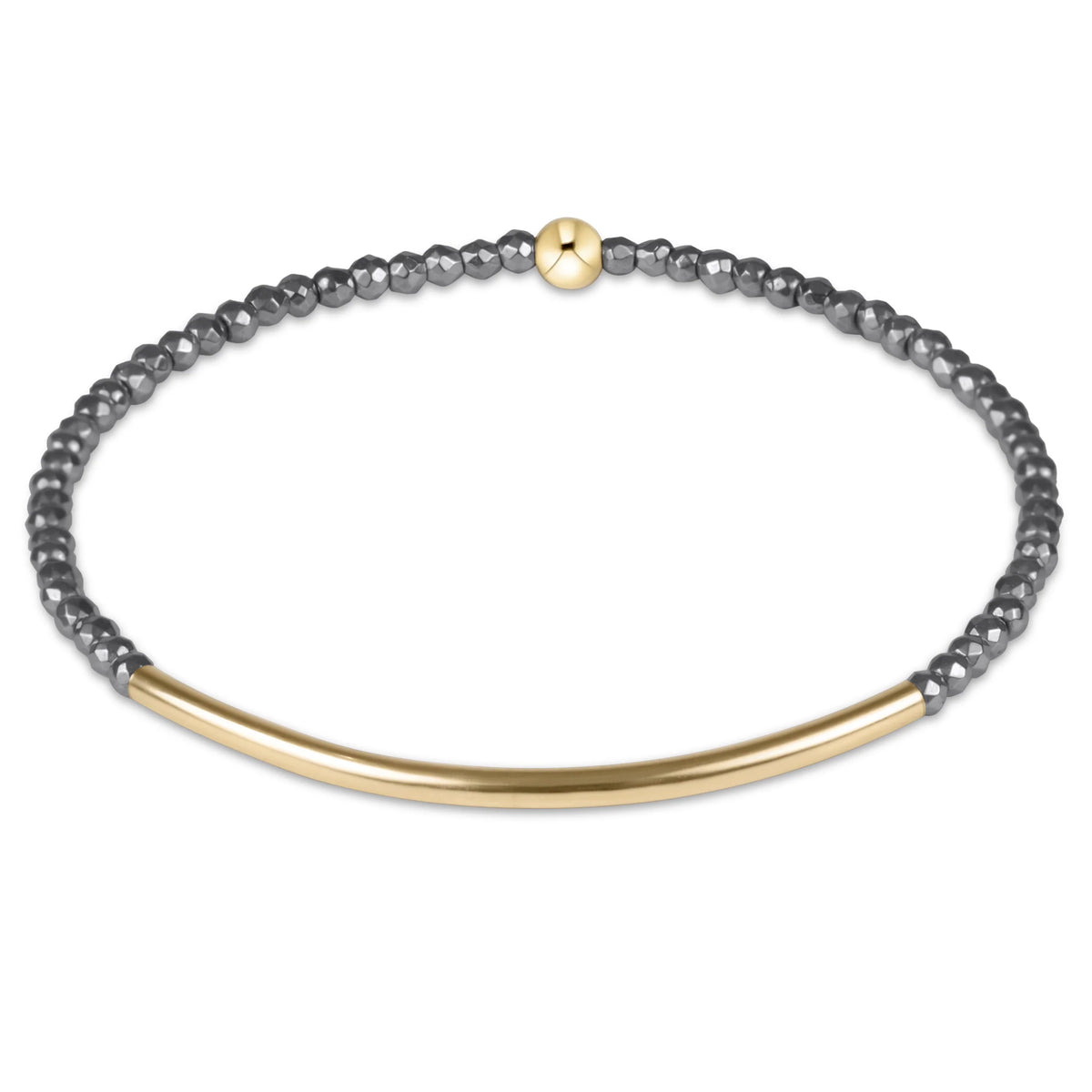 Bliss Bar Gold 2mm Silver Faceted Hematite Bracelet