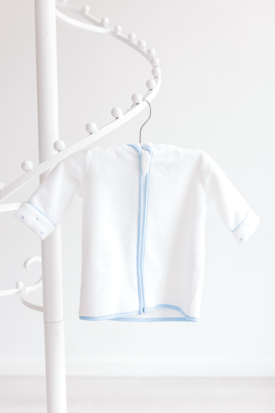TerryTots | Baby Bathrobe with Blue Swiss Dots