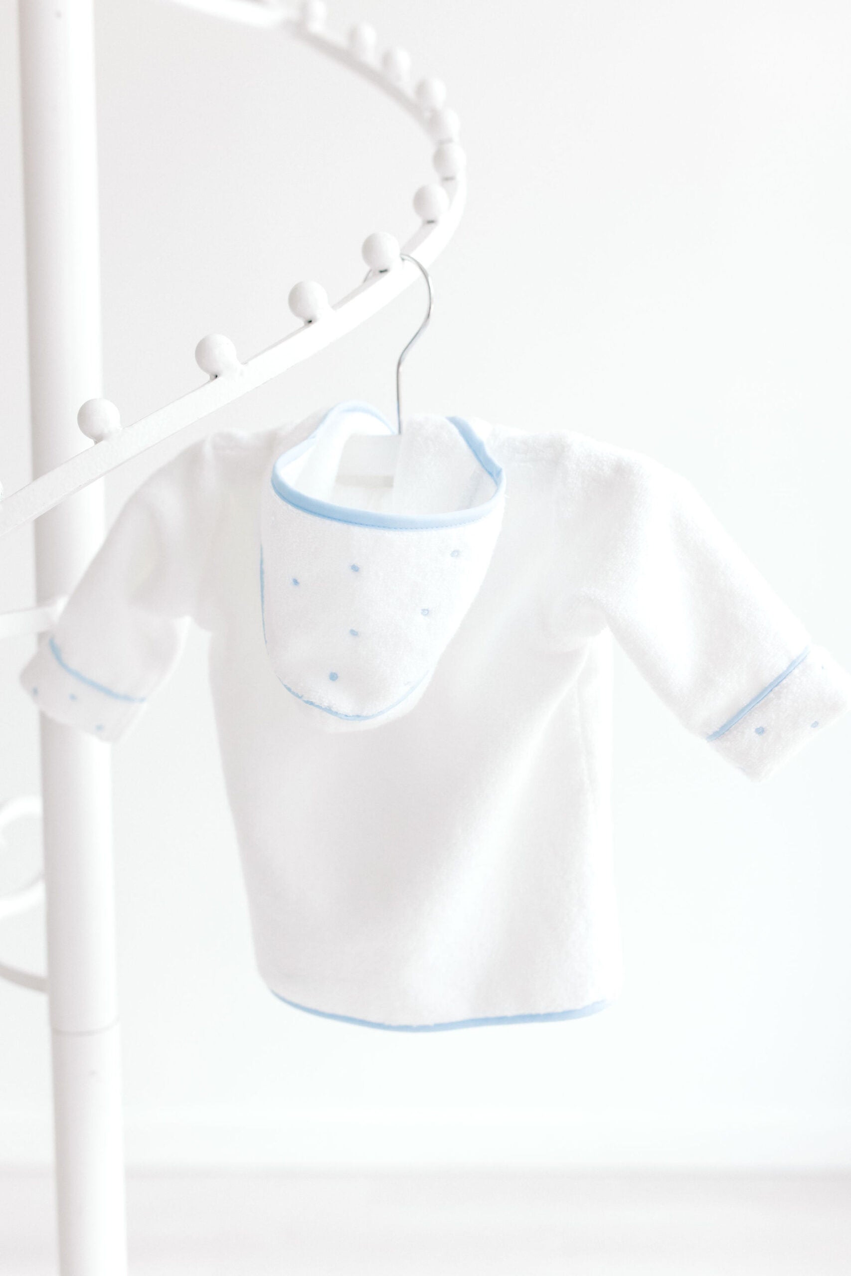 Baby Bathrobe with Blue Swiss Dots