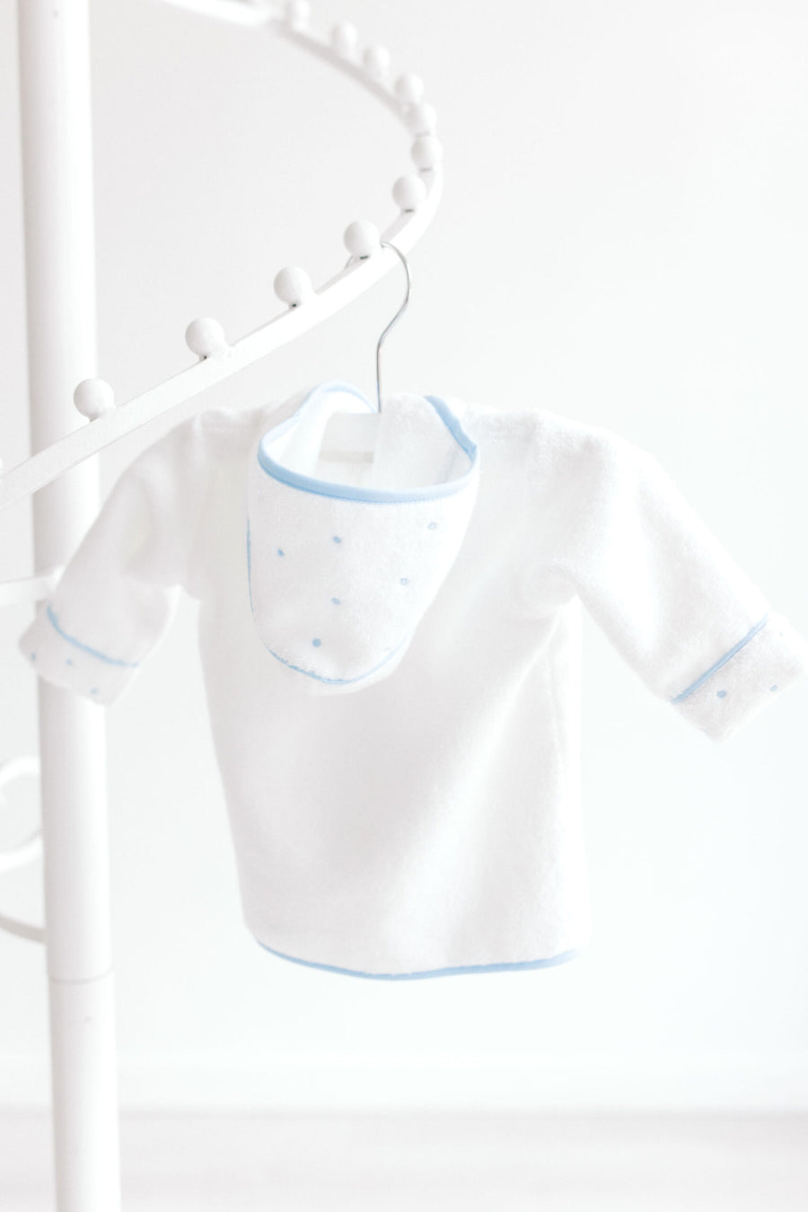 TerryTots | Baby Bathrobe with Blue Swiss Dots