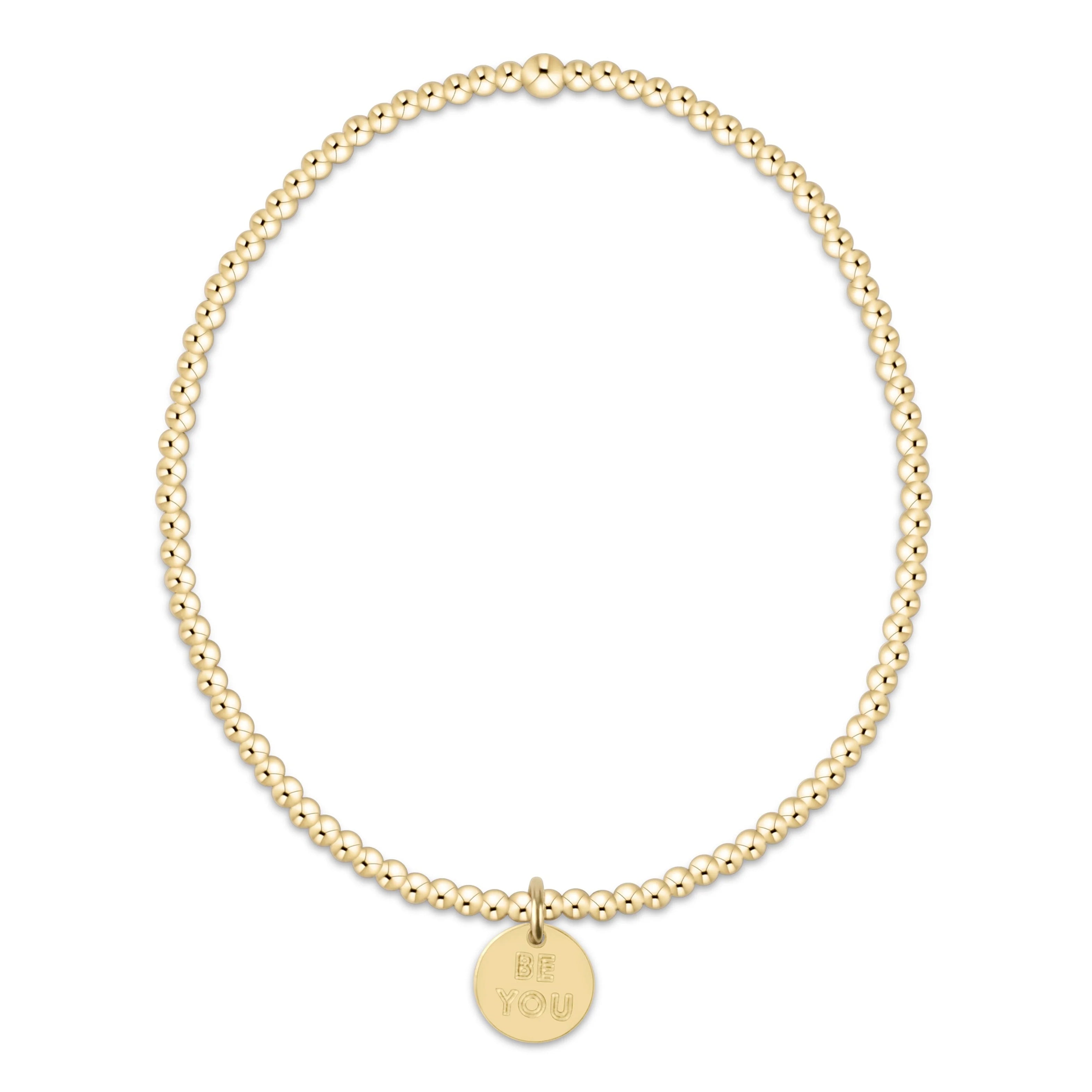 Classic Gold 2mm Bead Bracelet - Be You Small Gold Charm