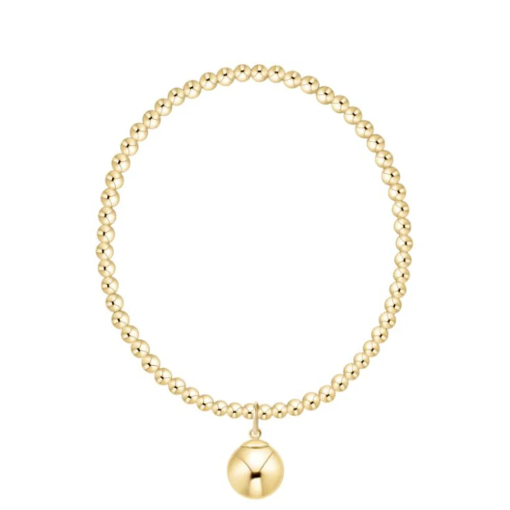 Classic Gold 3mm Bracelet with Classic Gold 10mm Charm