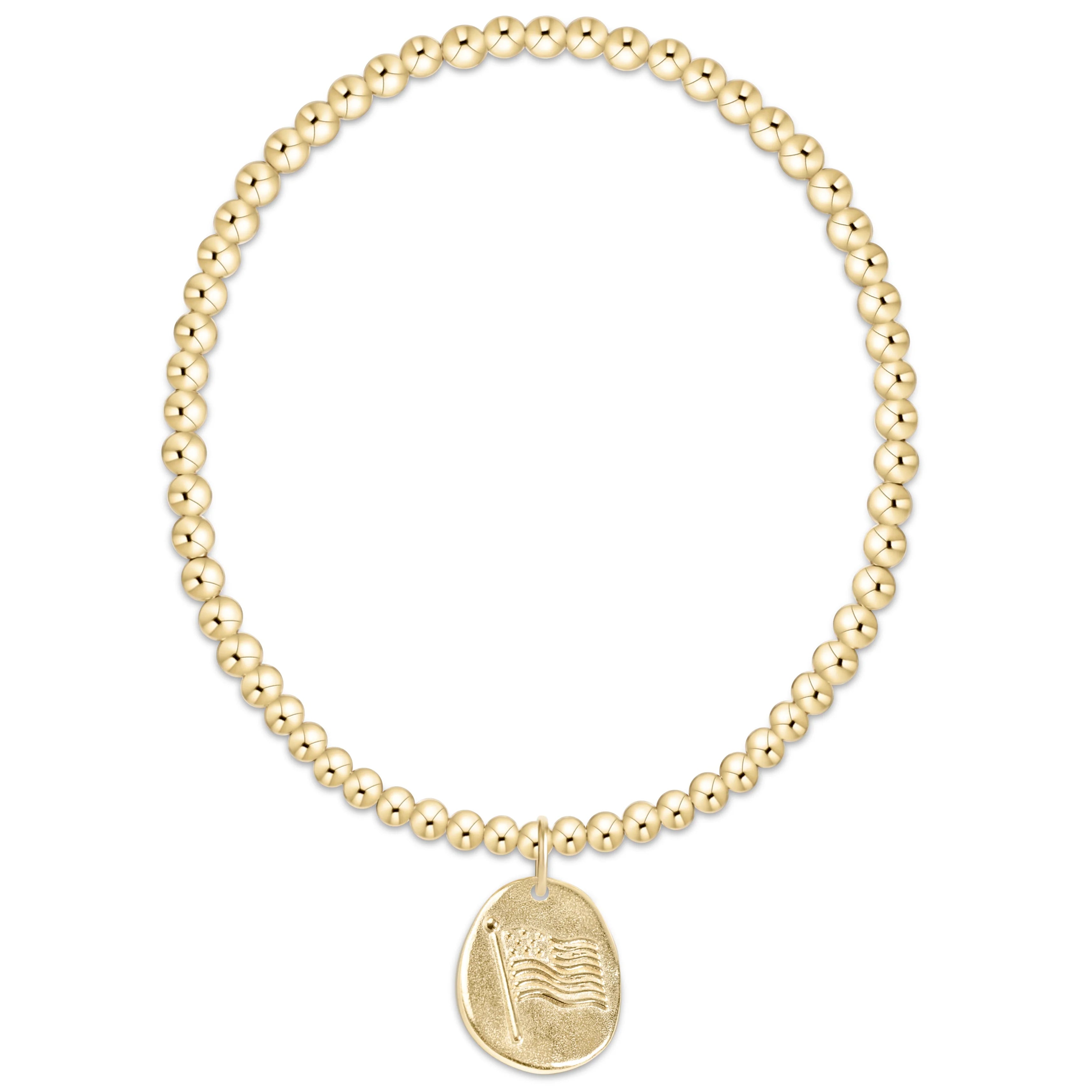 Classic Gold 3mm Bead Bracelet - Inspire America Gold Disc