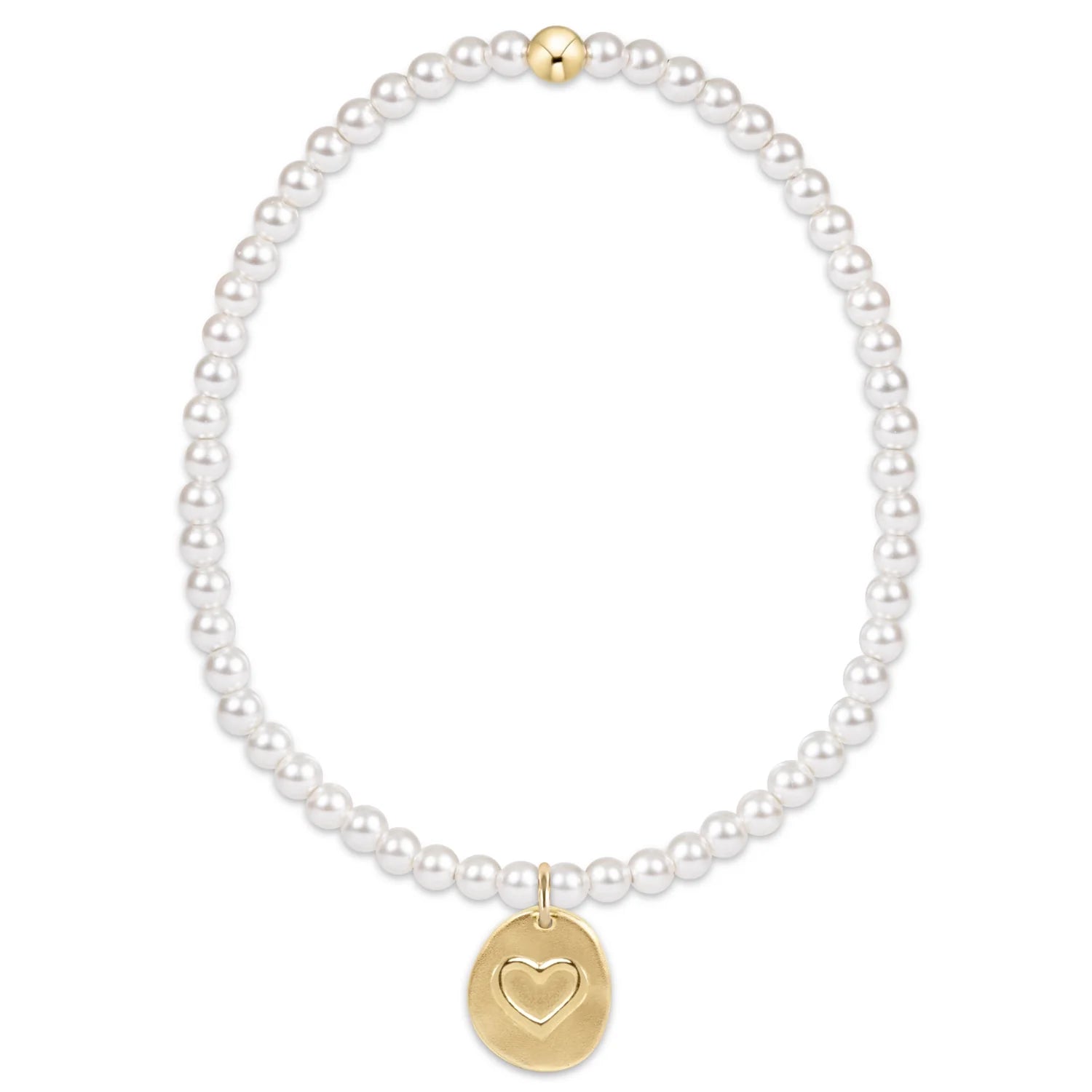 Extends Classic Pearl 3mm Bead Bracelet - Inspire Love Small Gold Charm