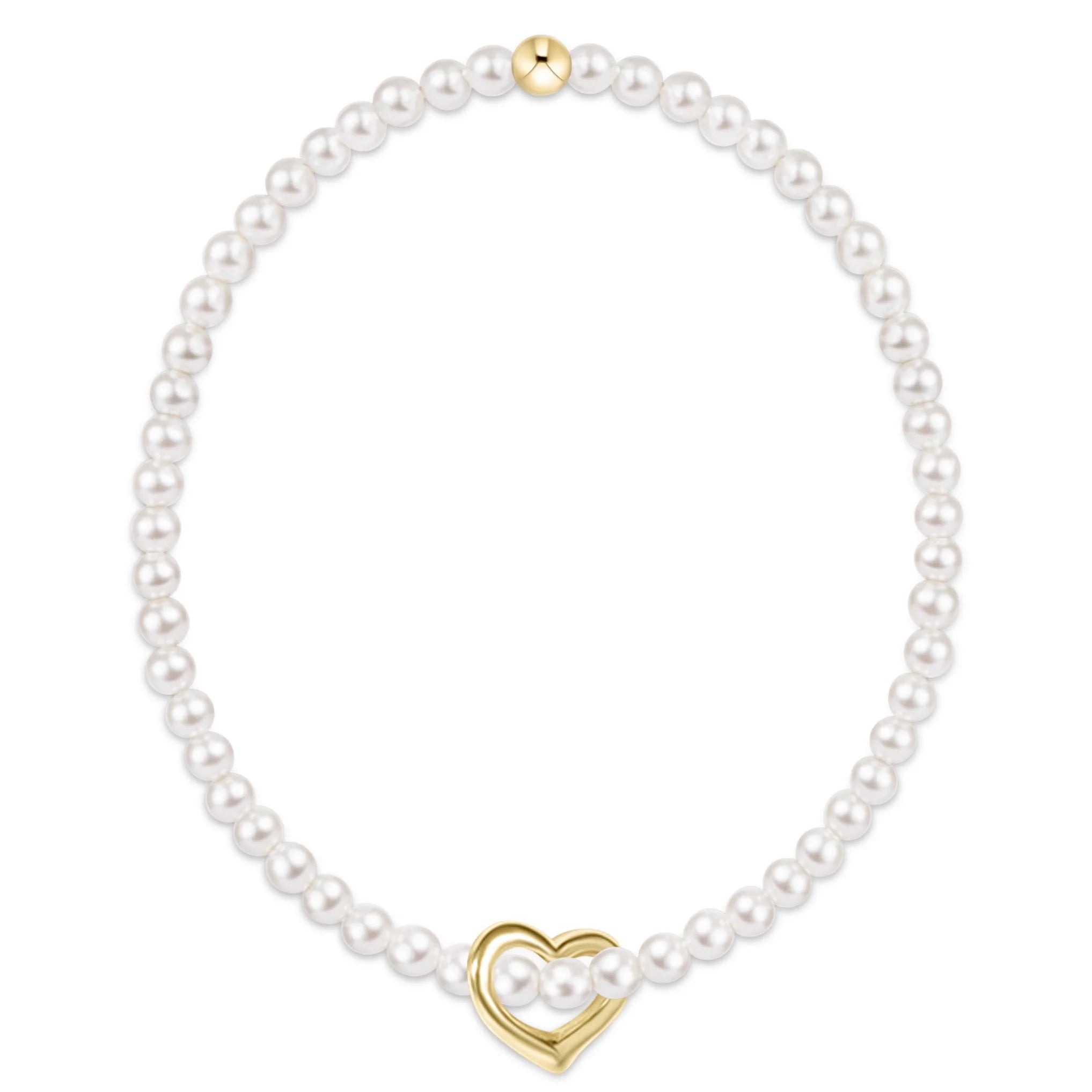 E Girl Classic Pearl 3mm Bracelet - Love Gold Charm