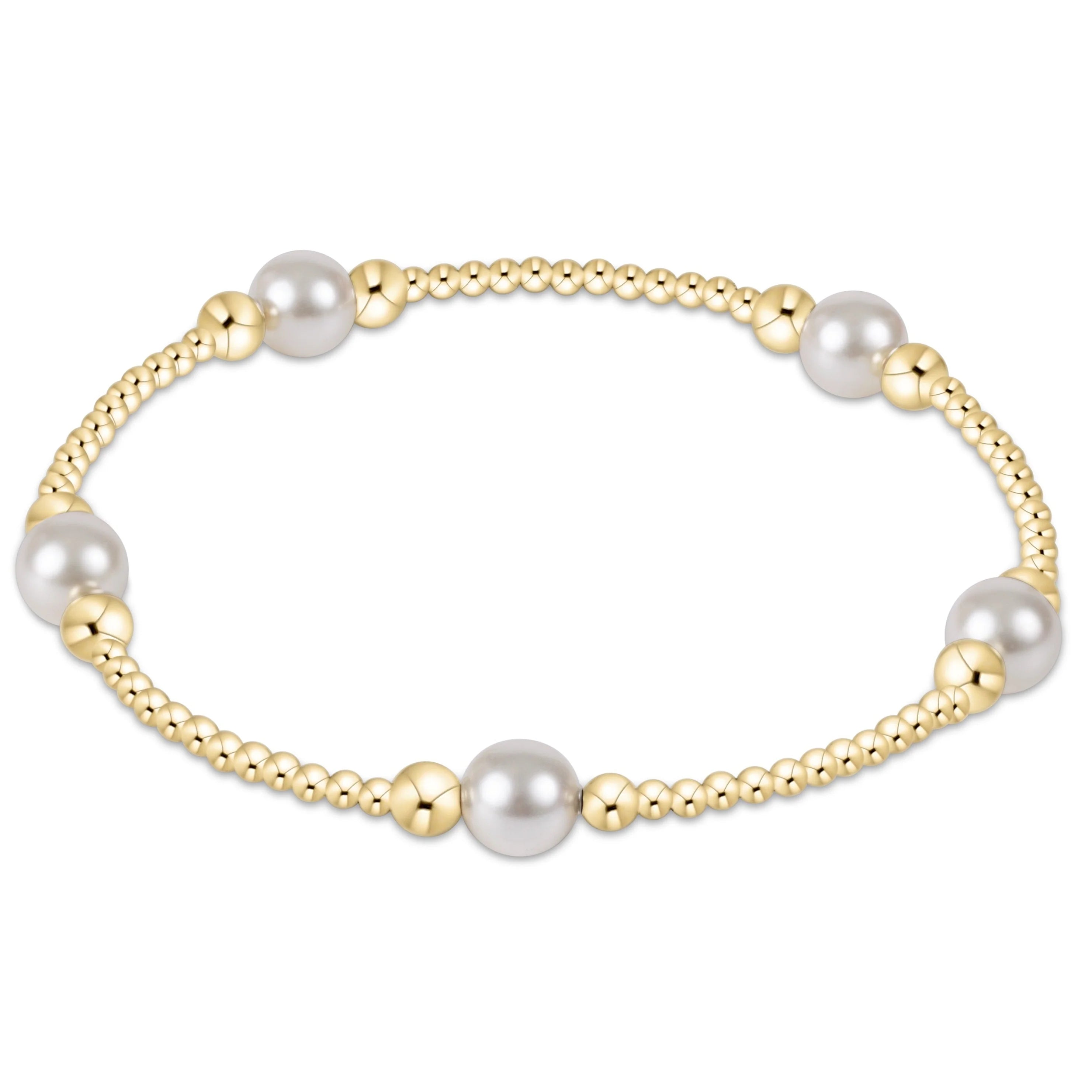 Classic Purpose Pattern 5mm Bead Bracelet - Pearl