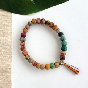 World Finds | Kantha Tasseled Bead Bracelet