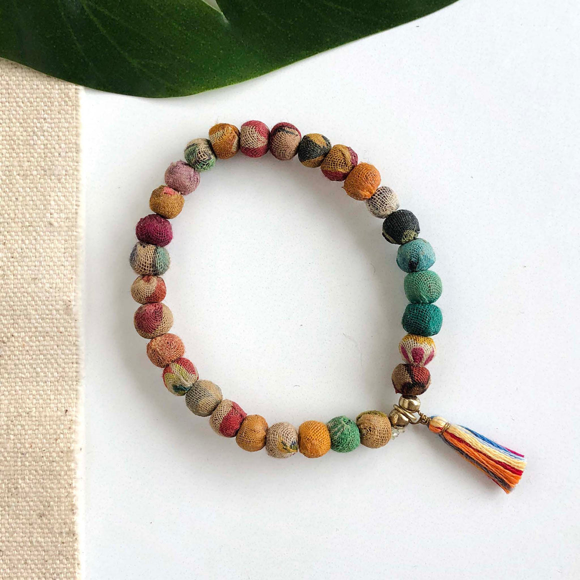 World Finds | Kantha Tasseled Bead Bracelet