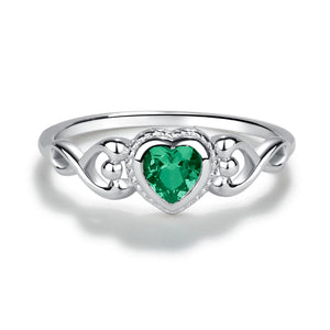 Cherished Moments | Sterling Silver Heart Birthstone Ring