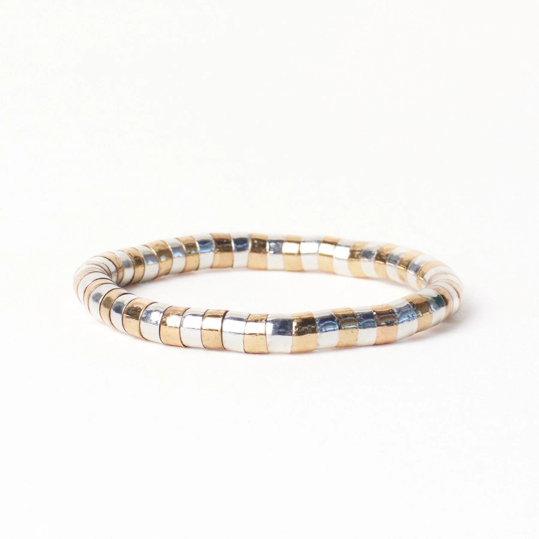 Lucille Round Bead Stretch Bracelet Brass