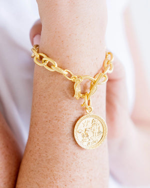 Susan Shaw | Blue Willow Plate Gold Toggle Bracelet