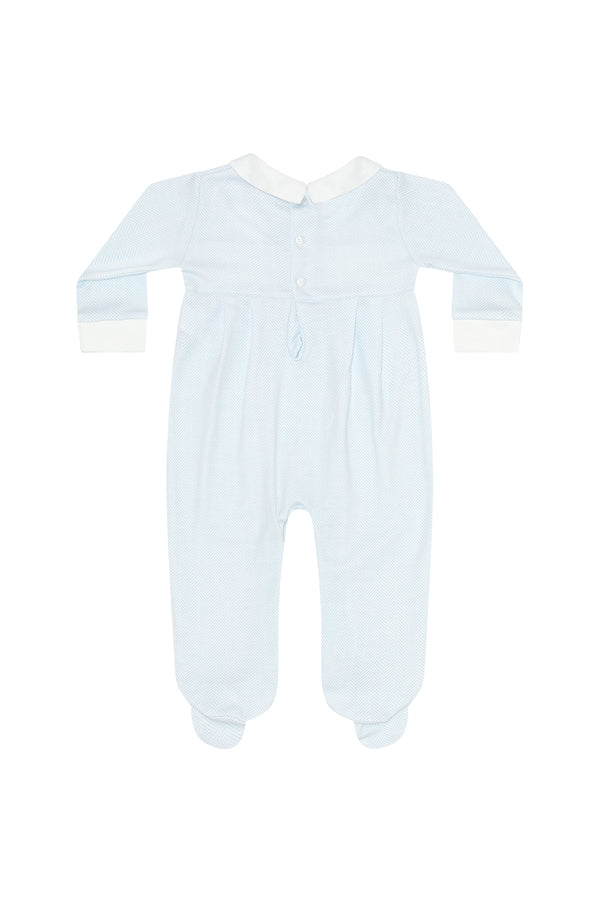 Herringbone Embroidered Footie