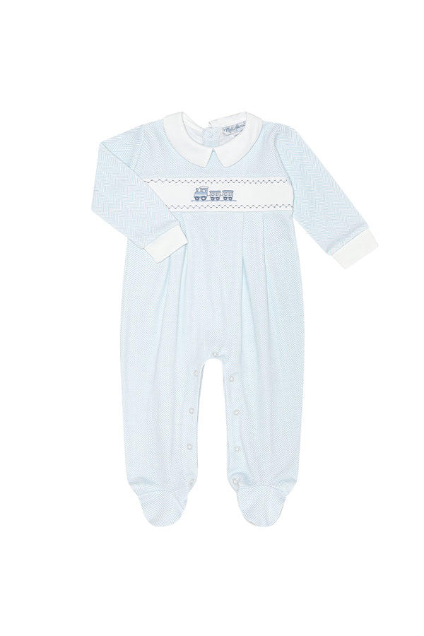 Herringbone Embroidered Footie