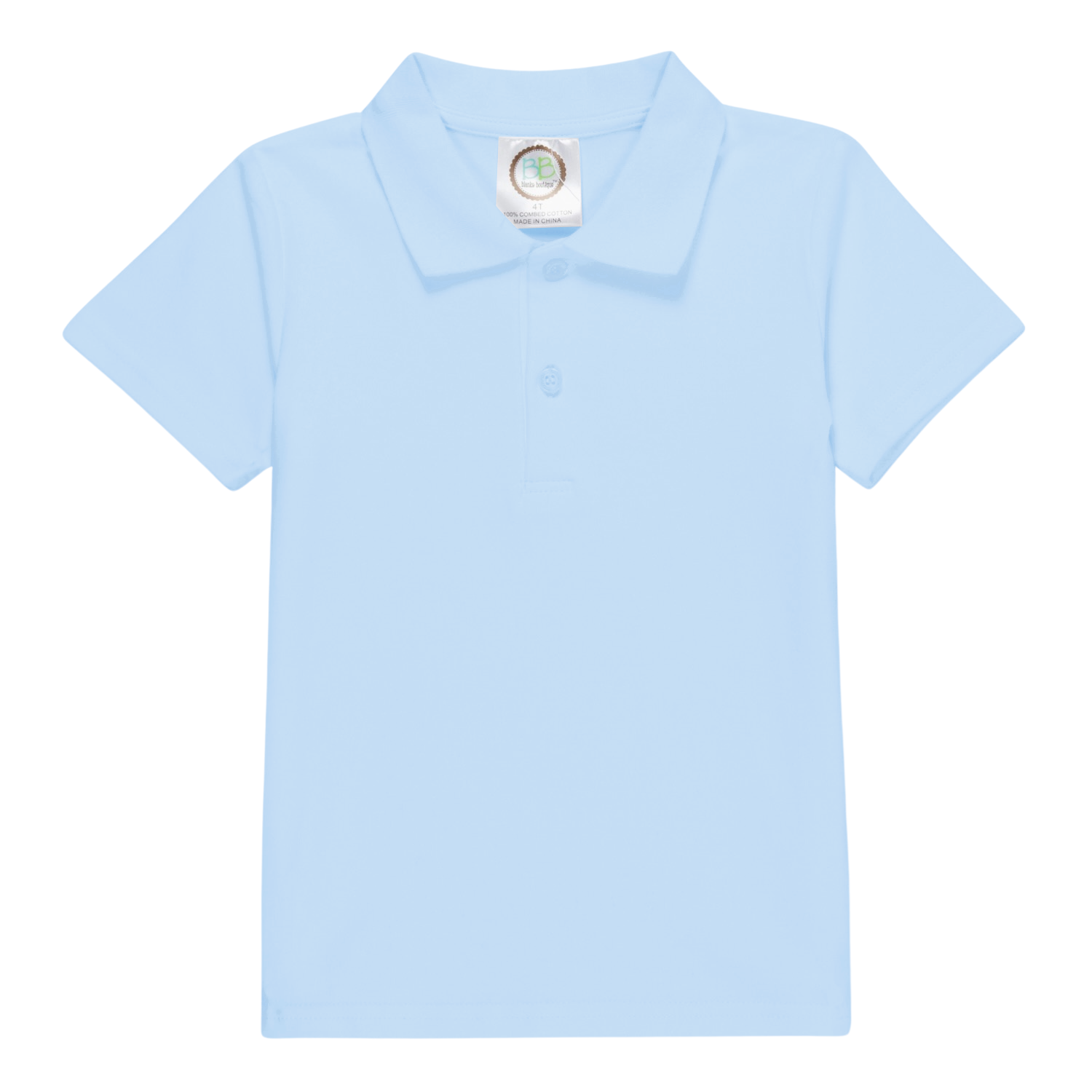 Boy's Ice Blue Short Sleeve Polo Collared Shirt