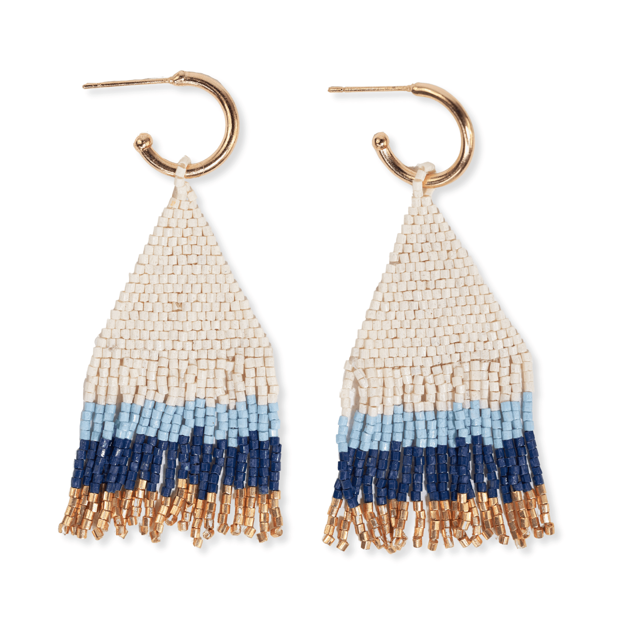 INK + ALLOY | James Mini Gold Hoop + Beaded Fringe Earrings - Teal