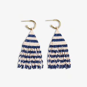 INK + ALLOY | James Mini Gold Hoop + Beaded Fringe Earrings - Teal