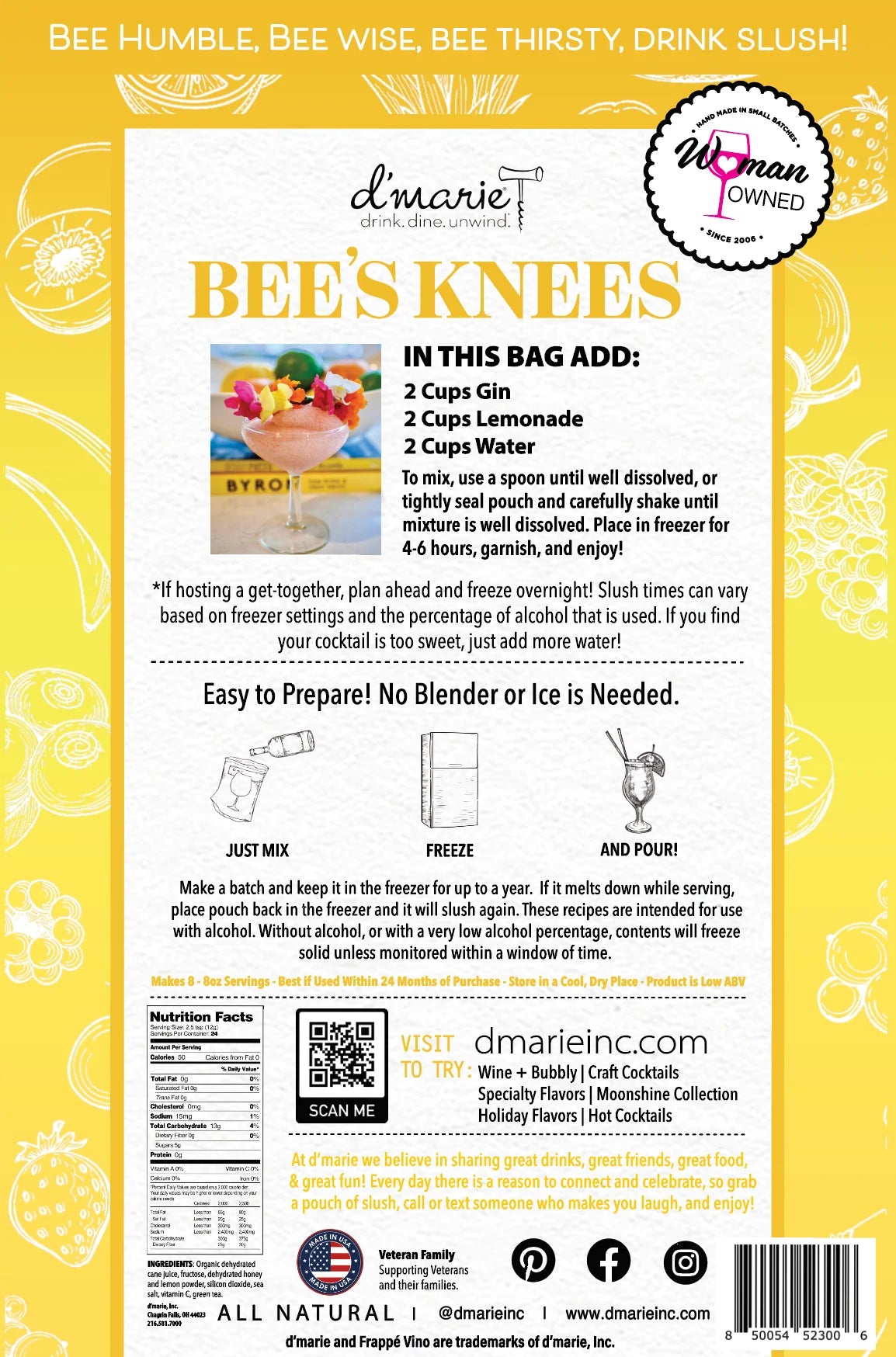 Bees Knees Ready to Freeze Drink Pouch