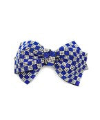 Charlotte's Web | Checkered Rhinestone Hair Bow Blue/White