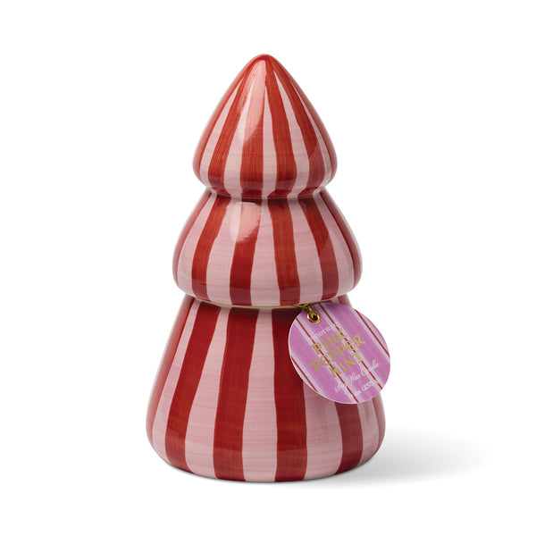 Cabana Christmas Hand Painted Stripe Tree Candle