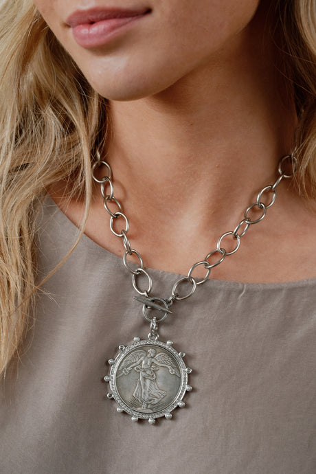 Cobblestone Living | Charlene Coin Paperclip Necklace