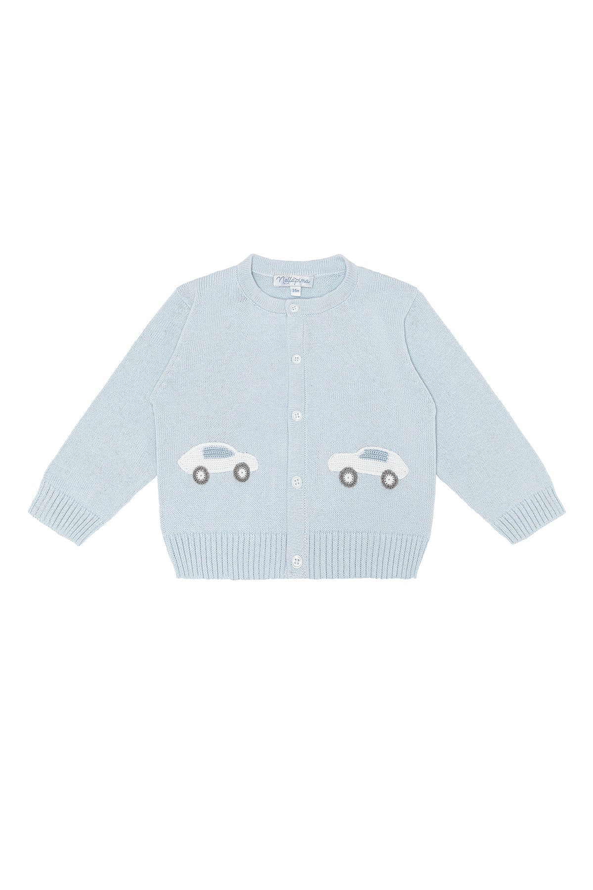 Blue Cars Embroidered Knit Cardigan