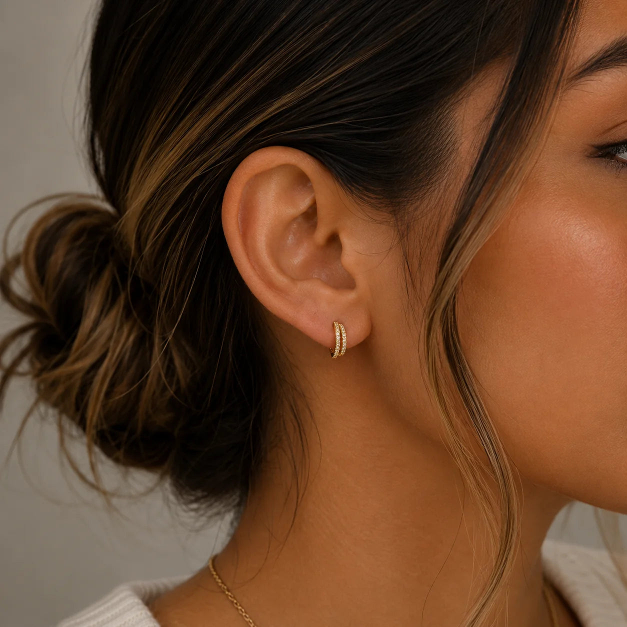 Double Champagne Hoop Earrings