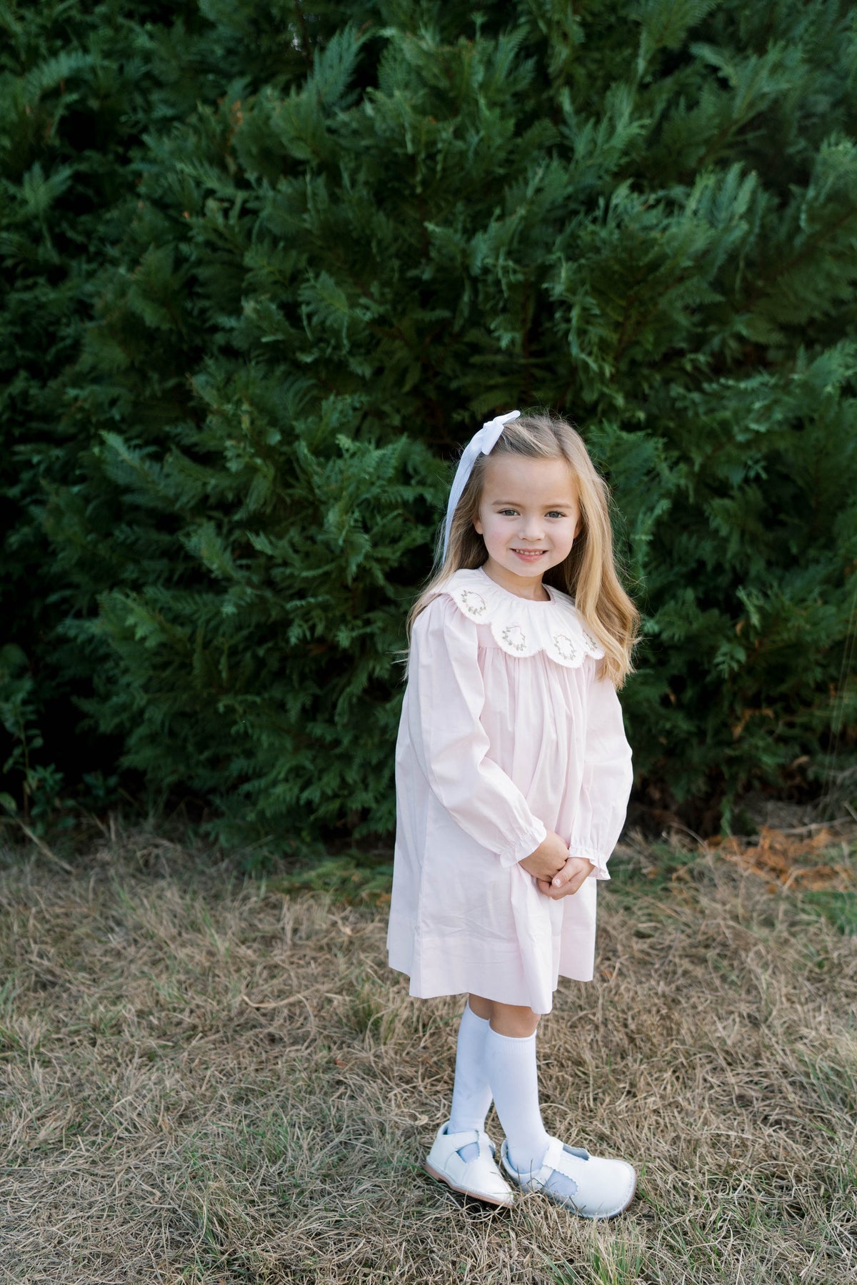 Chloe Dress - Blessings Pink Batiste Wreaths