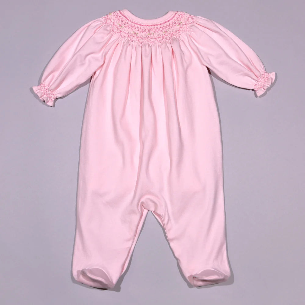Baby Loren | Sally Pink Hand Smocked Bishop Pima Footie