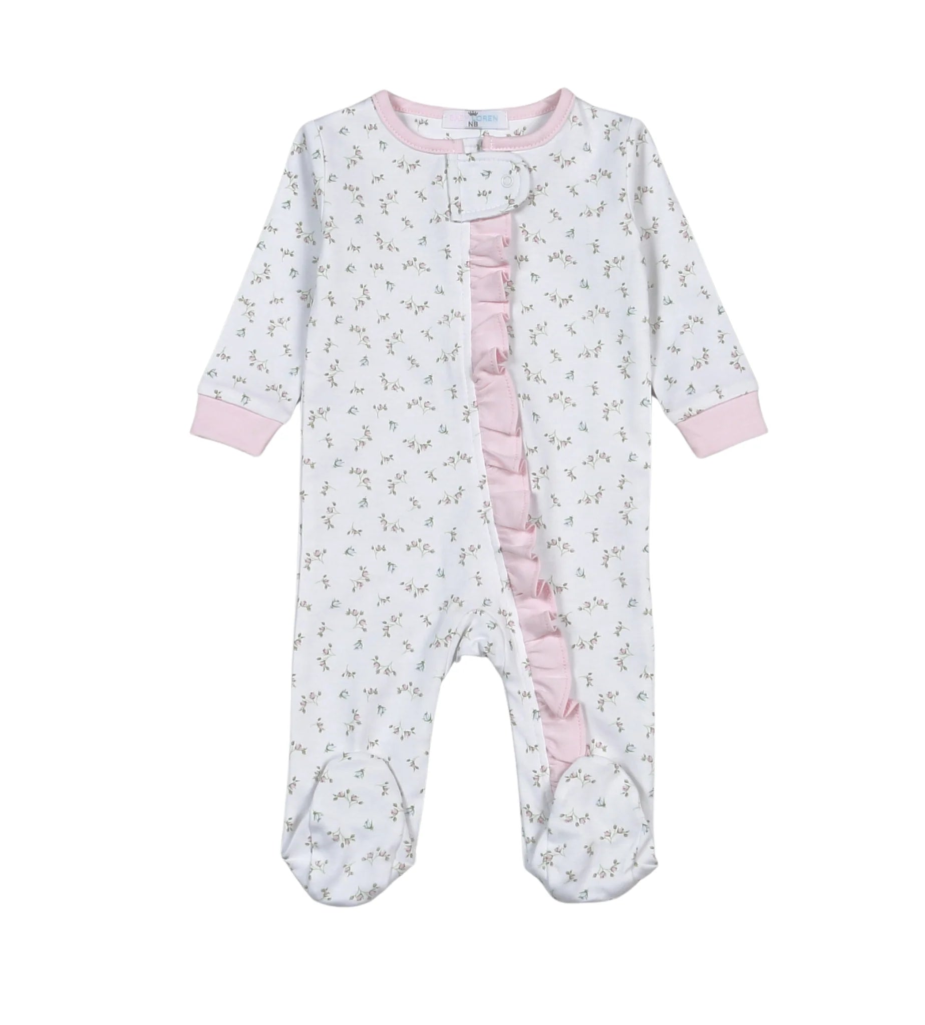 Baby Loren | Bella Pink Floral Pima Zipper Footie