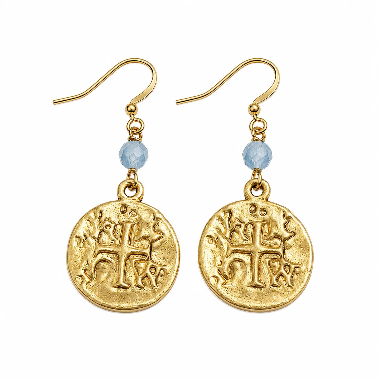 Coin on Natural Angelite Stone Earring