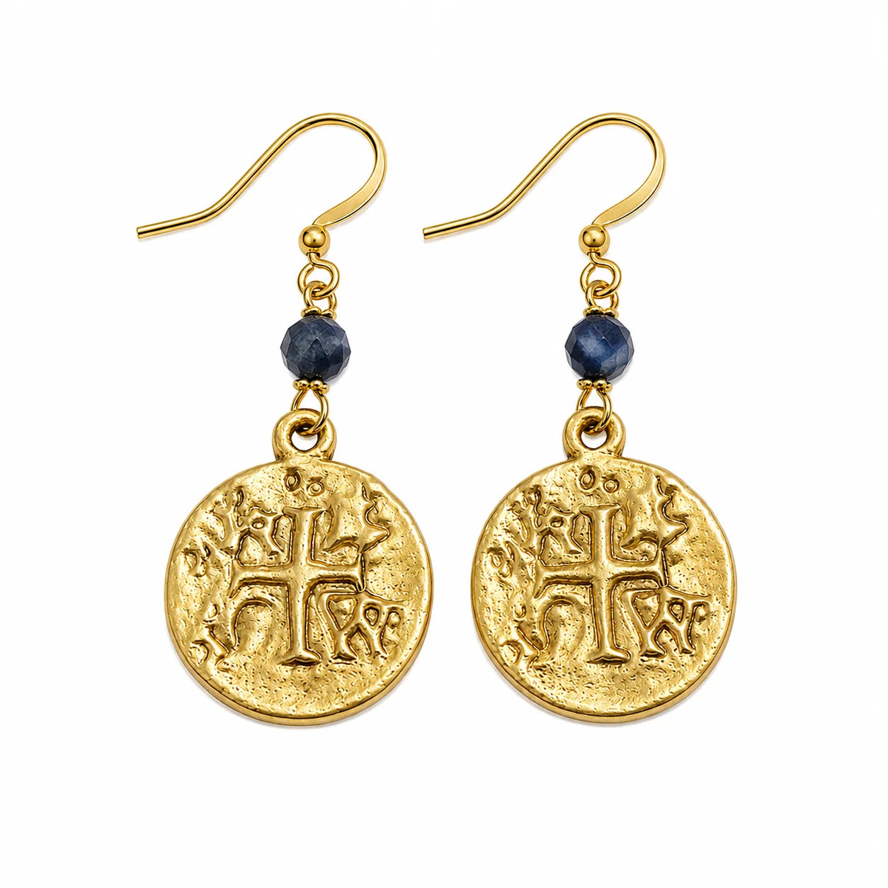 Coin on Natural Sodalite Stone Earring