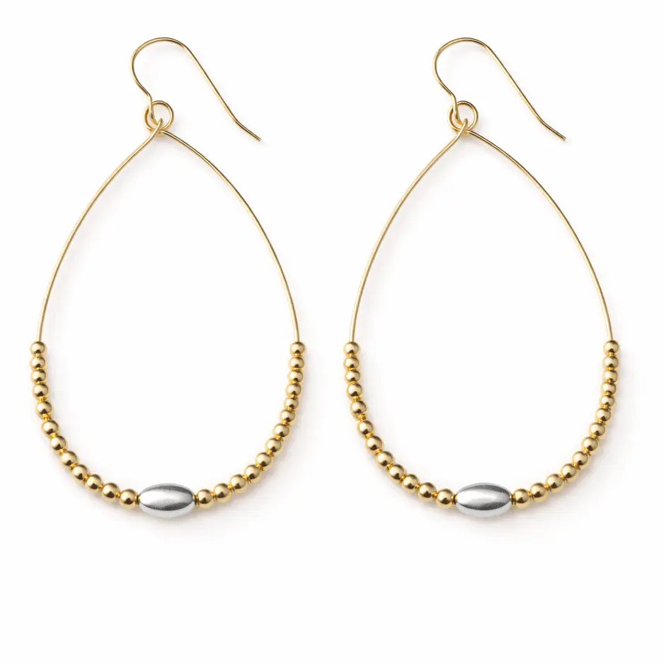 Classic Beaded Oval Teardrop Earrings
