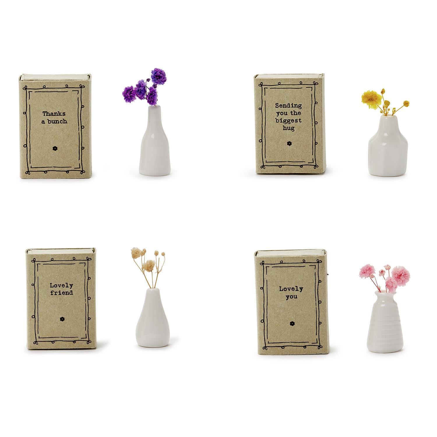 Matchbox Vase with Flowers in Gift Box