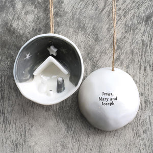 Twos Company | Nativity Half Circle Porcelain Ornament in Gift Box